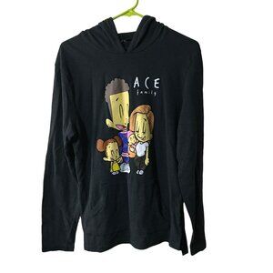 THE ACE FAMILY BLACK GRAPHIC HOODIE MENS MEDIUM